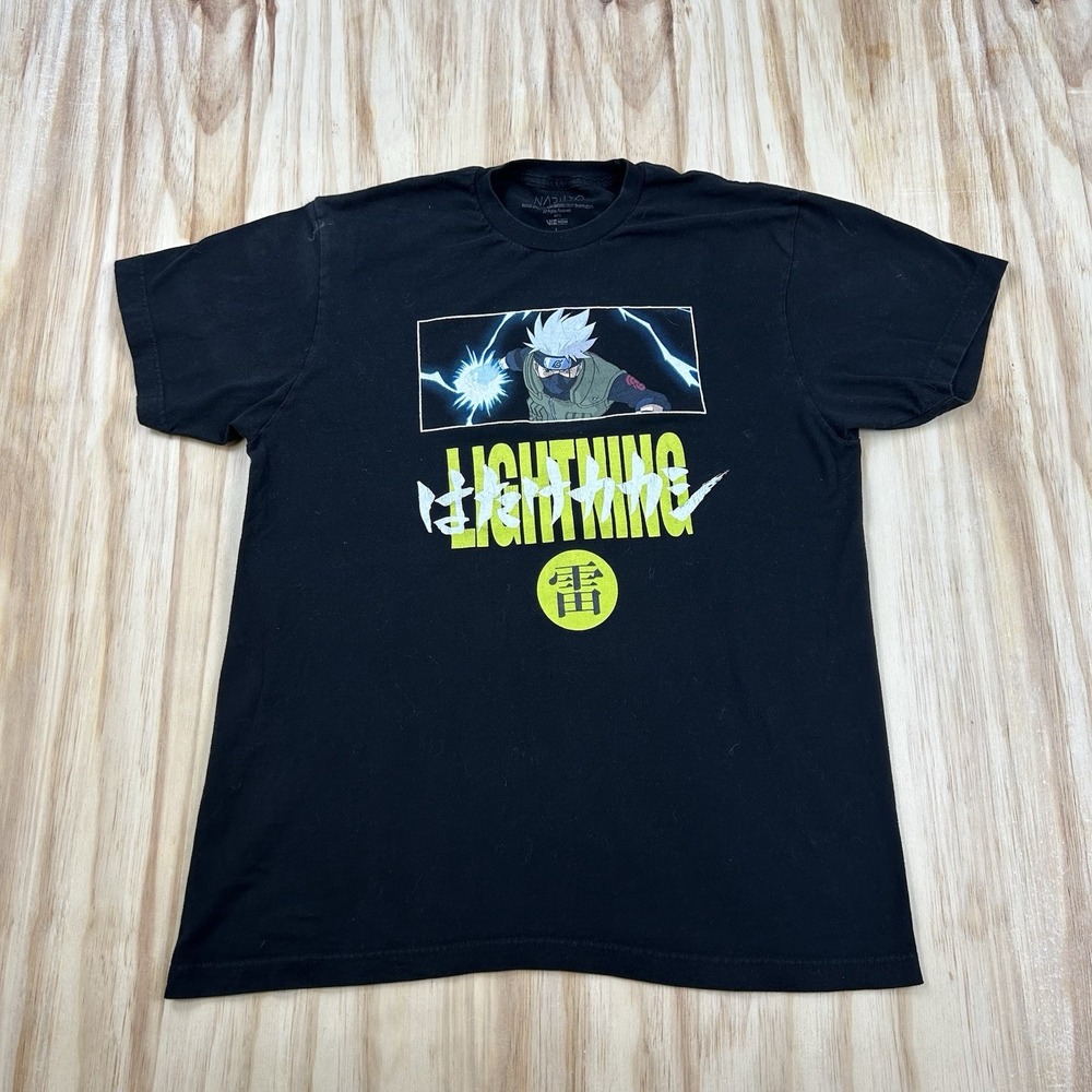 Naruto Shippuden Kakashi Hatake Lightning T Shirt Black Large Y2K Mexico Anime